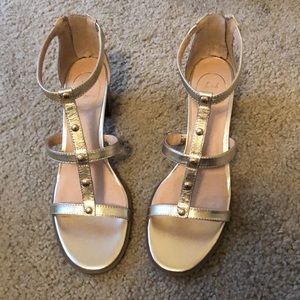Jack Roger Gold Zip Up Sandals